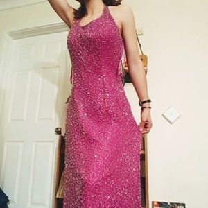 Scala Beaded Sequin Dress Magenta Fuchsia Pink Sz